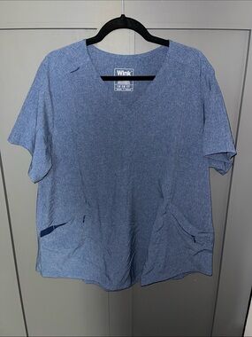 Wink Scrub Top in Heather Blue with Front Pockets